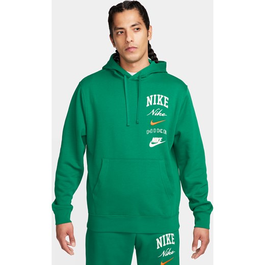 Męska bluza z kapturem Nike Club Fleece - Zieleń ze sklepu Nike poland w kategorii Bluzy męskie - zdjęcie 169757217