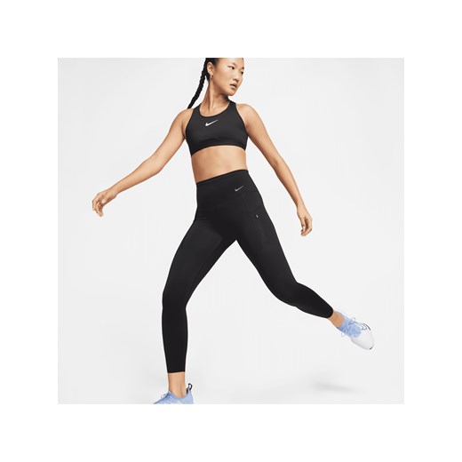 Damskie legginsy 7/8 z wysokim stanem i kieszeniami zapewniające mocne wsparcie Nike Go - Czerń ze sklepu Nike poland w kategorii Spodnie damskie - zdjęcie 169757249