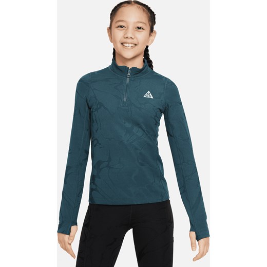Koszulka z długim rękawem i zamkiem 1/4 dla dużych dzieci (dziewcząt) Nike ACG Therma-FIT - Zieleń ze sklepu Nike poland w kategorii Bluzki dziewczęce - zdjęcie 169757255