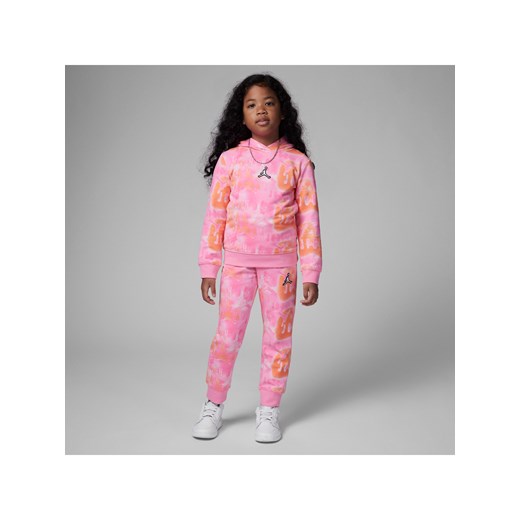 Dzianinowy zestaw bluza z kapturem i spodnie z nadrukiem dla małych dzieci Jordan Essentials - Różowy ze sklepu Nike poland w kategorii Dresy dziewczęce - zdjęcie 169757399