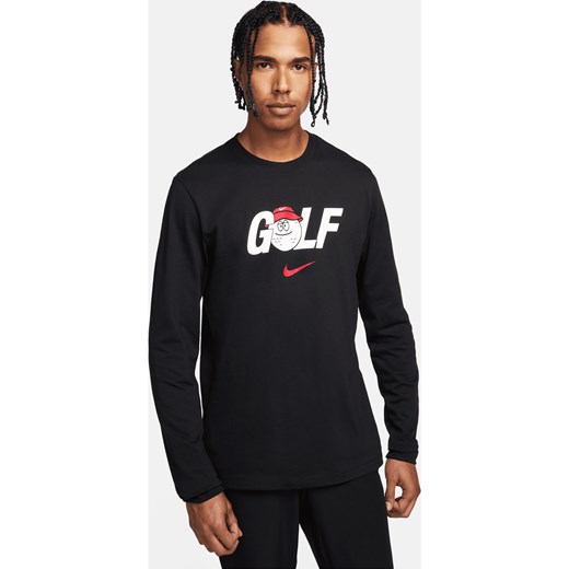 Męski T-shirt z długim rękawem do golfa Nike - Czerń ze sklepu Nike poland w kategorii T-shirty męskie - zdjęcie 169757569