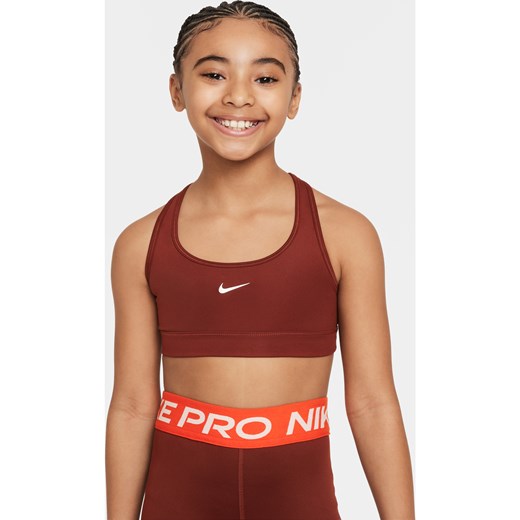 Stanik sportowy dla dużych dzieci (dziewcząt) Nike Swoosh - Czerwony ze sklepu Nike poland w kategorii Staniki dla dziewczynki - zdjęcie 169757615