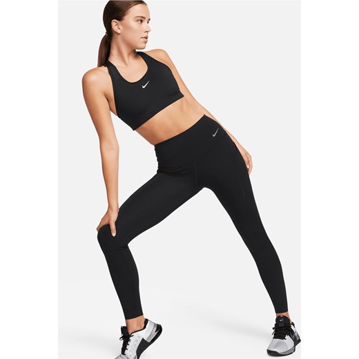 Damskie legginsy o pełnej długości z wysokim stanem i kieszeniami zapewniające średnie wsparcie Nike Universa - Czerń ze sklepu Nike poland w kategorii Spodnie damskie - zdjęcie 169757869