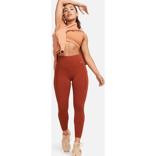 Damskie legginsy 7/8 z wysokim stanem i kieszeniami zapewniające średnie wsparcie Nike Universa - Pomarańczowy ze sklepu Nike poland w kategorii Spodnie damskie - zdjęcie 169758035