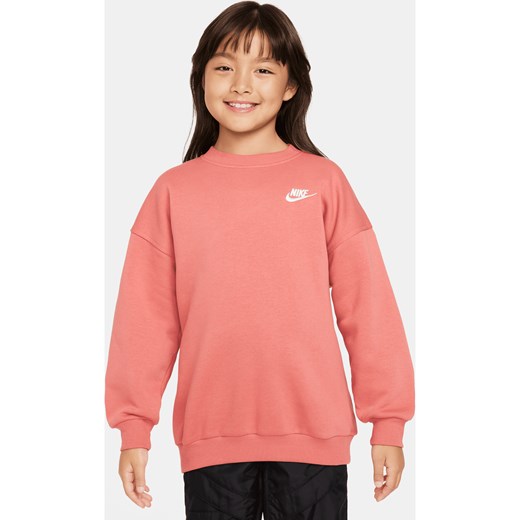 Bluza dresowa dla dużych dzieci (dziewcząt) o kroju oversize Nike Sportswear Club Fleece - Czerwony ze sklepu Nike poland w kategorii Bluzy dziewczęce - zdjęcie 169758188