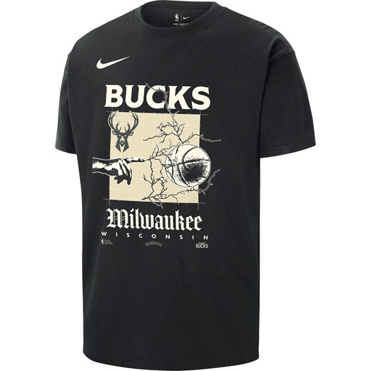 T-shirt męski Nike NBA Max90 Milwaukee Bucks Courtside - Czerń ze sklepu Nike poland w kategorii T-shirty męskie - zdjęcie 169758296