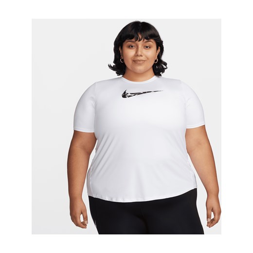 Bluzka damska Nike z okrągłym dekoltem biała z krótkim rękawem sportowa z napisem na wiosnę 