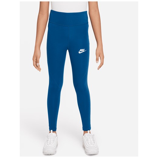 Legginsy z wysokim stanem dla dużych dzieci (dziewcząt) Nike Sportswear Favorites - Niebieski ze sklepu Nike poland w kategorii Spodnie dziewczęce - zdjęcie 169758869