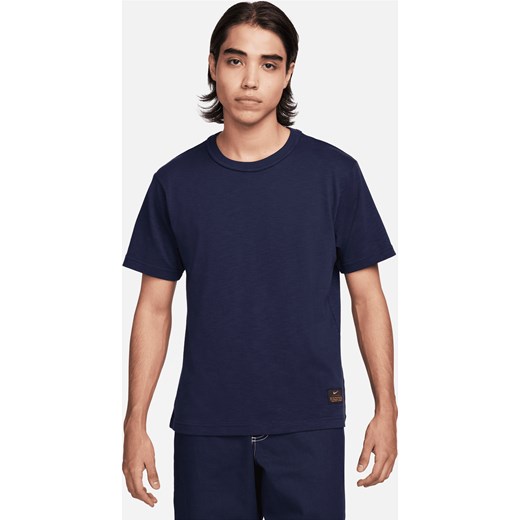 Męska dzianinowa koszulka z krótkim rękawem Nike Life - Niebieski ze sklepu Nike poland w kategorii T-shirty męskie - zdjęcie 169759016