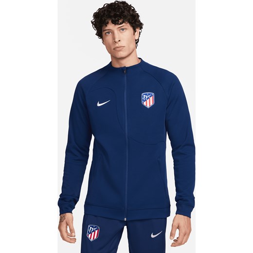 Męska dzianinowa kurtka piłkarska z zamkiem na całej długości Nike Atlético Madryt Academy Pro - Niebieski ze sklepu Nike poland w kategorii Bluzy męskie - zdjęcie 169759227