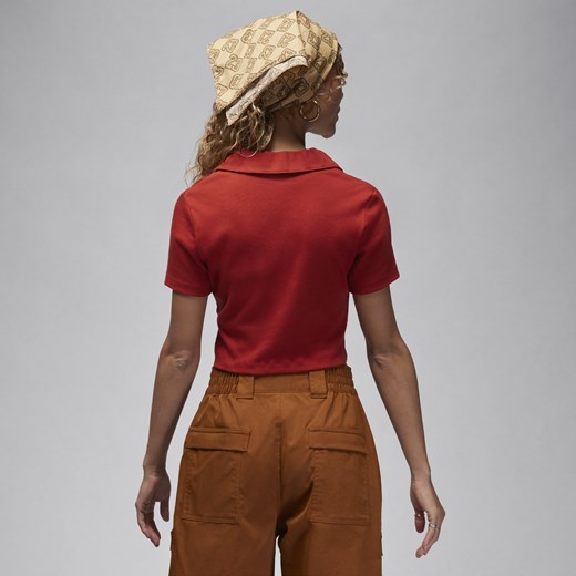 Damska dzianinowa koszulka z krótkim rękawem Jordan - Czerwony Jordan L (EU 44-46) Nike poland