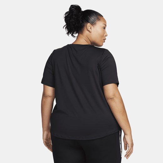 Bluzka damska czarna Nike z okrągłym dekoltem z krótkim rękawem 