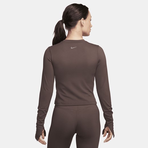 Damska koszulka z długim rękawem Dri-FIT Nike One Fitted - Brązowy Nike S (EU 36-38) Nike poland