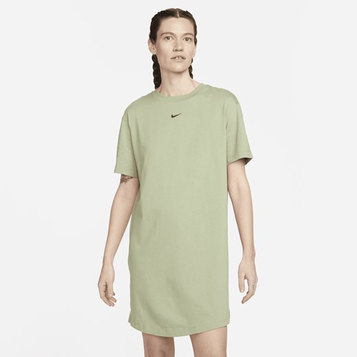 Zielona sukienka Nike z okrągłym dekoltem z krótkim rękawem mini 