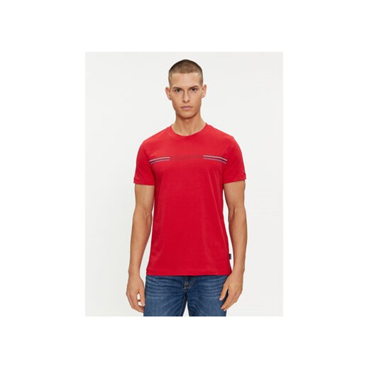 Tommy Hilfiger T-Shirt Stripe Chest MW0MW34428 Czerwony Regular Fit ze sklepu MODIVO w kategorii T-shirty męskie - zdjęcie 169774926