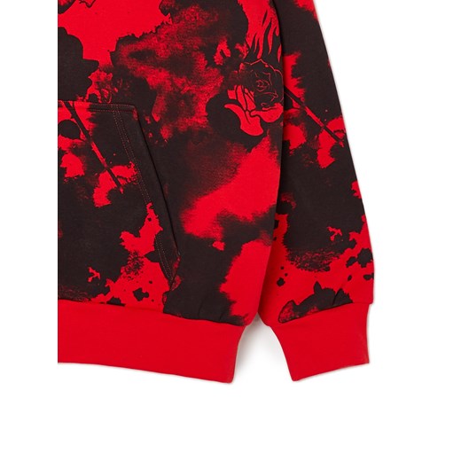 Cropp - Czerwono-czarna bluza z kapturem - czerwony Cropp XL Cropp