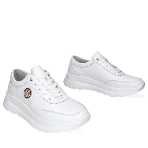 Białe sneakersy damskie ze skóry, Sneakersy, GG0002-01 36 Konopka Shoes