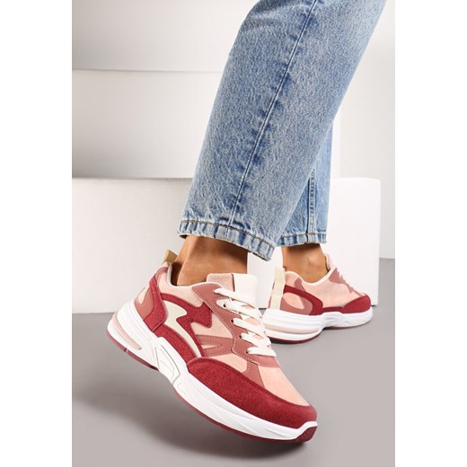 Bordowe Sneakersy z Ozdobnymi Wstawkami Dimpna ze sklepu born2be.pl w kategorii Buty sportowe damskie - zdjęcie 169781007
