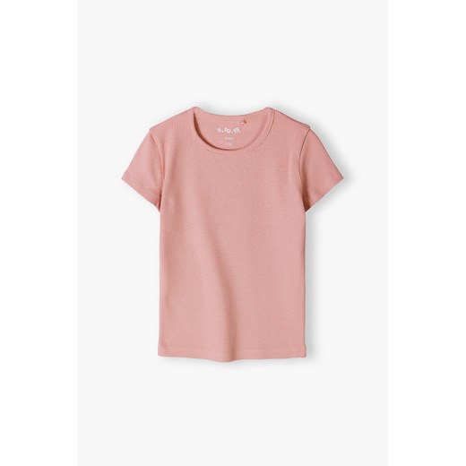 Różowa prążkowana koszulka dla dziewczynki ze sklepu 5.10.15 w kategorii Bluzki dziewczęce - zdjęcie 169782506