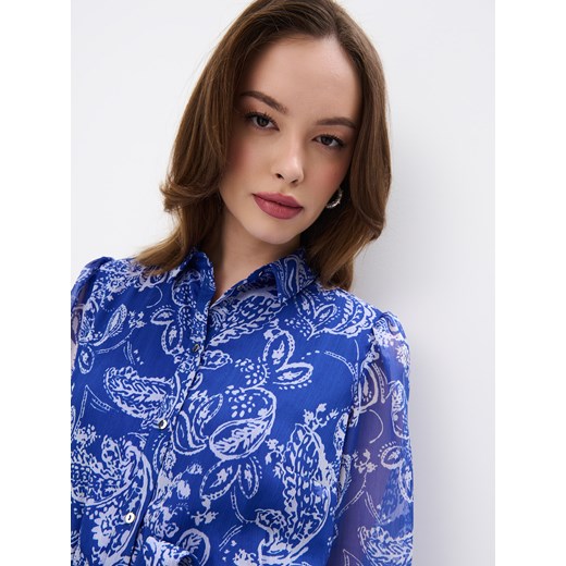 Mohito - Koszulowa niebieska sukienka midi - niebieski Mohito 40 Mohito