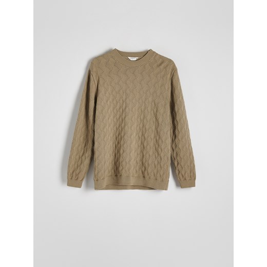 Reserved - Strukturalny sweter - oliwkowy Reserved M Reserved