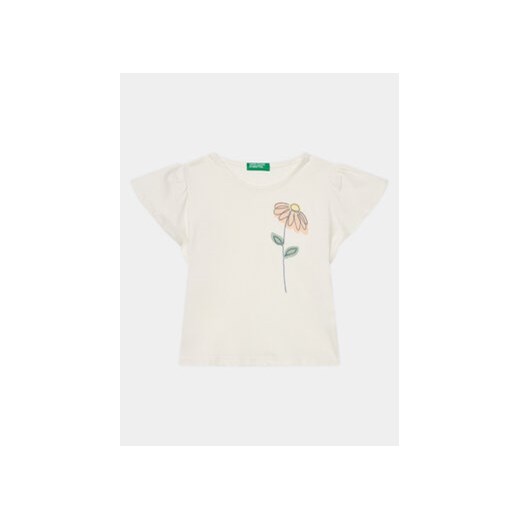 United Colors Of Benetton T-Shirt 3096G10DY Écru Regular Fit ze sklepu MODIVO w kategorii Bluzki dziewczęce - zdjęcie 169785466