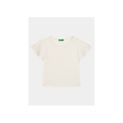 United Colors Of Benetton T-Shirt 3P4ZC10I4 Écru Slim Fit ze sklepu MODIVO w kategorii Bluzki dziewczęce - zdjęcie 169785535