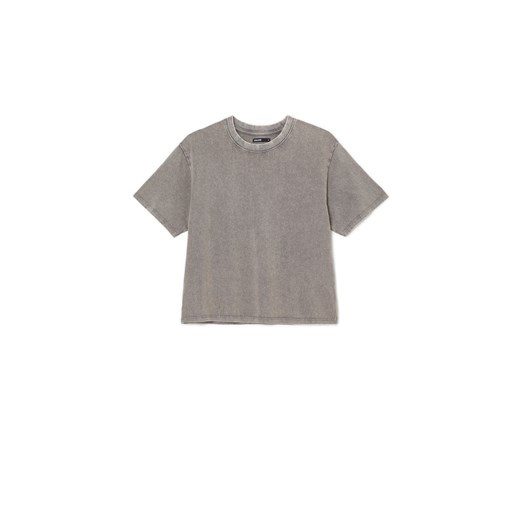 Cropp - Szary t-shirt boxy - szary ze sklepu Cropp w kategorii Bluzki damskie - zdjęcie 169785818