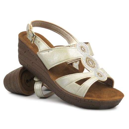 Sandały damskie na koturnie - Inblu GM-23, beżowe ze sklepu ulubioneobuwie w kategorii Sandały damskie - zdjęcie 169787367