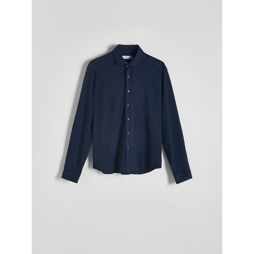 Reserved - Dzianinowa koszula slim fit - granatowy Reserved S Reserved