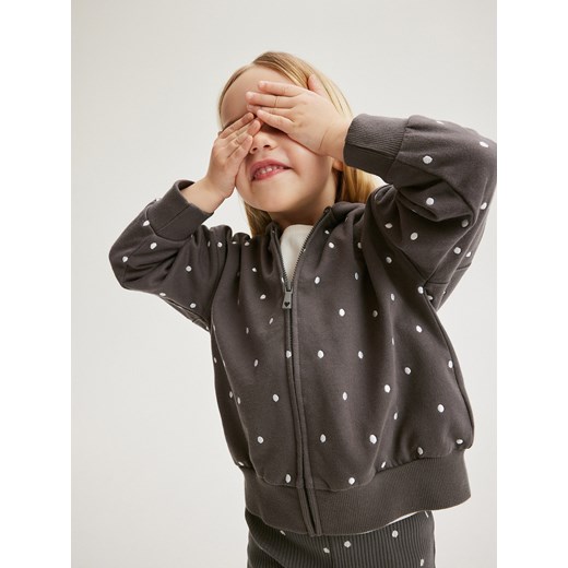 Reserved - Bawełniana bluza w kropki - ciemnoszary ze sklepu Reserved w kategorii Bluzy i swetry - zdjęcie 169791728
