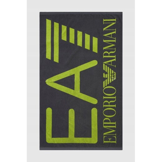 EA7 Szary ręcznik z dużym zielonym logo ze sklepu outfit.pl w kategorii Ręczniki - zdjęcie 169792197