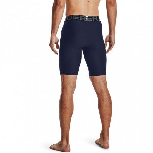 Męskie legginsy krótkie treningowe Under Armour HeatGear Pocket Long Shorts - granatowe ze sklepu Sportstylestory.com w kategorii Spodenki męskie - zdjęcie 169792876