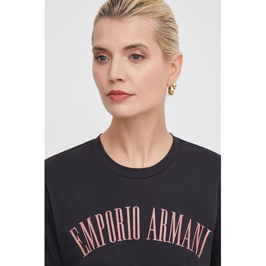 Emporio Armani t-shirt bawełniany damski kolor czarny 3D2T7S 2JIDZ ze sklepu ANSWEAR.com w kategorii Bluzki damskie - zdjęcie 169793835