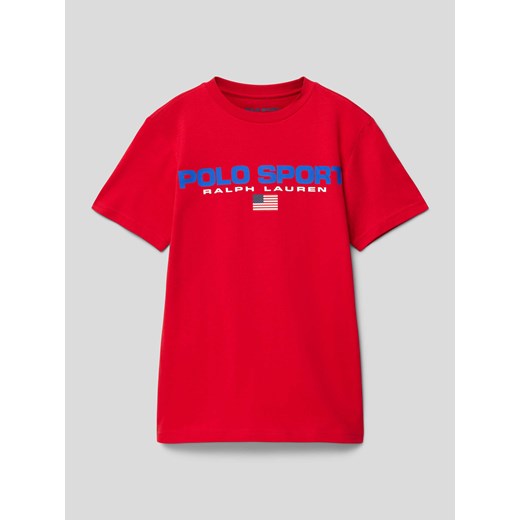 Czerwony t-shirt chłopięce Polo Sport z krótkim rękawem 