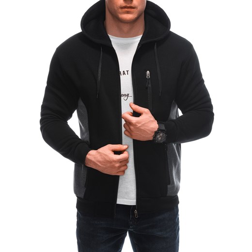 Bluza męska z kapturem 1636B - czarna ze sklepu Edoti w kategorii Bluzy męskie - zdjęcie 169795547