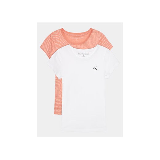 Calvin Klein Jeans Komplet 2 t-shirtów Logo Aop IG0IG02503 Różowy Slim Fit ze sklepu MODIVO w kategorii Bluzki dziewczęce - zdjęcie 169800496