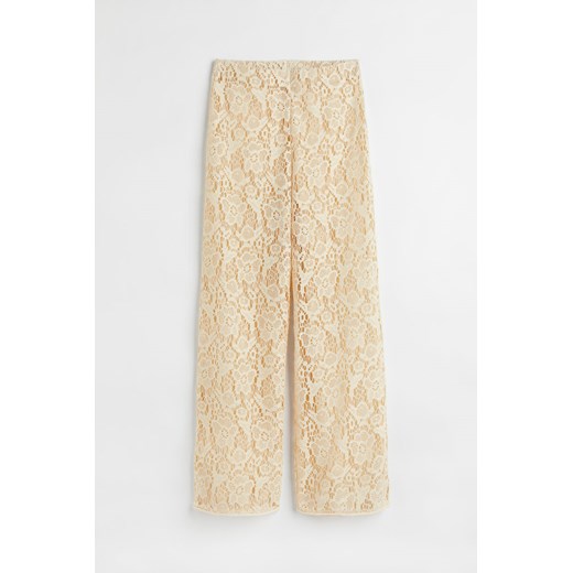 H & M - Proste spodnie koronkowe - Beżowy ze sklepu H&M w kategorii Spodnie damskie - zdjęcie 169801266