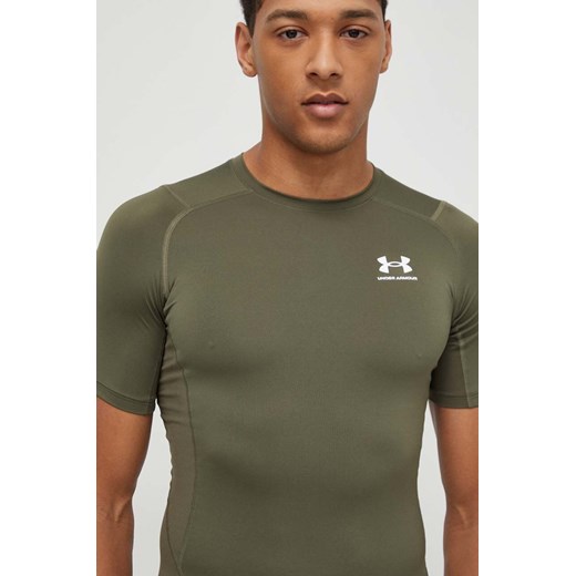 Under Armour t-shirt treningowy kolor zielony gładki 1361518 ze sklepu ANSWEAR.com w kategorii Bluzki damskie - zdjęcie 169802435
