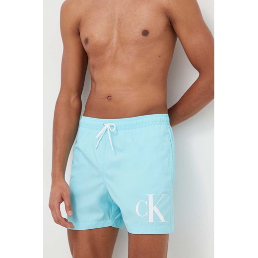 Calvin Klein szorty kąpielowe kolor turkusowy ze sklepu ANSWEAR.com w kategorii Kąpielówki - zdjęcie 169802598