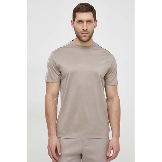 Emporio Armani t-shirt męski kolor beżowy gładki 3D1TD3 1JUVZ ze sklepu ANSWEAR.com w kategorii T-shirty męskie - zdjęcie 169803105