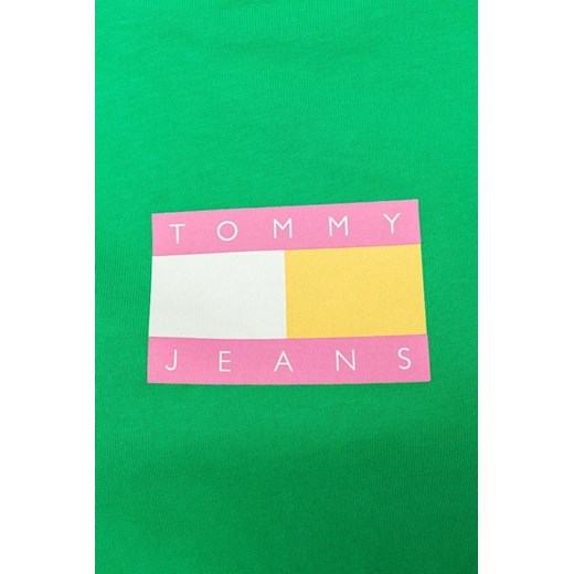 Bluzka damska zielona Tommy Hilfiger z krótkim rękawem z bawełny młodzieżowa 