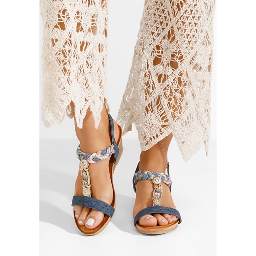 Niebieskie sandały na koturnie Tanika ze sklepu Zapatos w kategorii Sandały damskie - zdjęcie 169804236