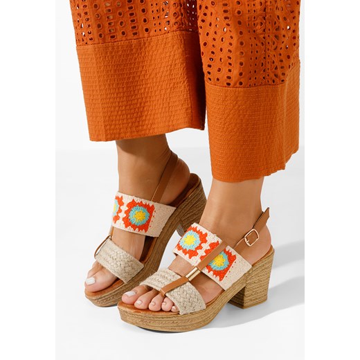 Beżowe sandały na słupku i platformie Zeina V3 ze sklepu Zapatos w kategorii Sandały damskie - zdjęcie 169804239
