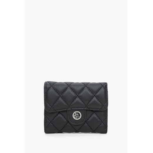 Estro: Mały czarny portfel damski z ozdobnym tłoczeniem ze sklepu Estro w kategorii Portfele damskie - zdjęcie 169806557