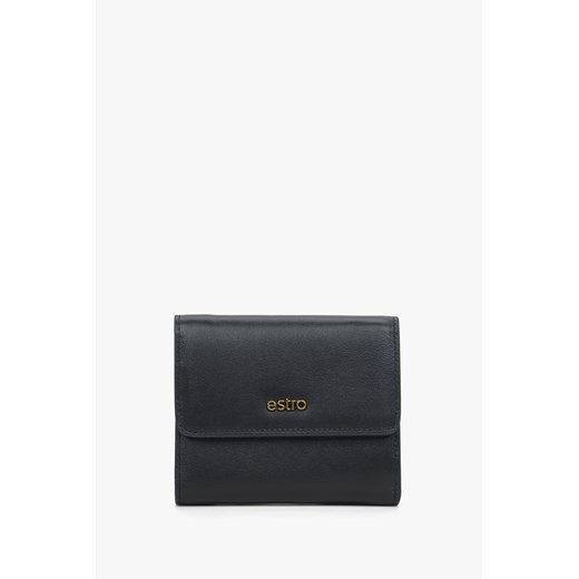 Estro: Mały czarny portfel damski ze skóry naturalnej ze sklepu Estro w kategorii Portfele damskie - zdjęcie 169806566