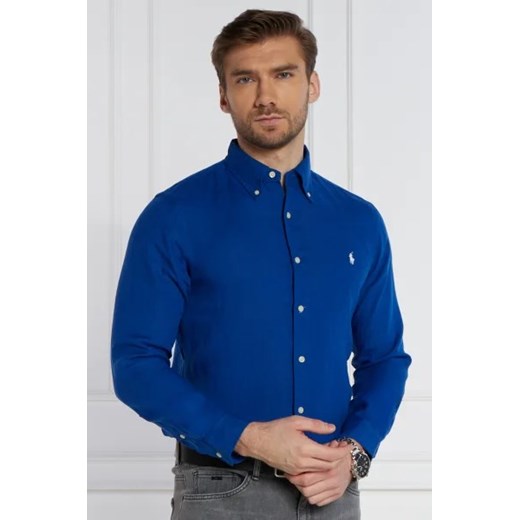 Koszula męska Polo Ralph Lauren z kołnierzykiem button down niebieska casual z długimi rękawami 
