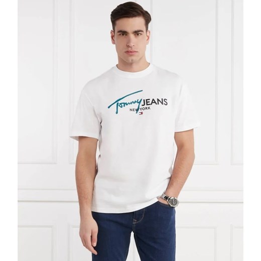 T-shirt męski Tommy Jeans w stylu młodzieżowym biały z krótkim rękawem 