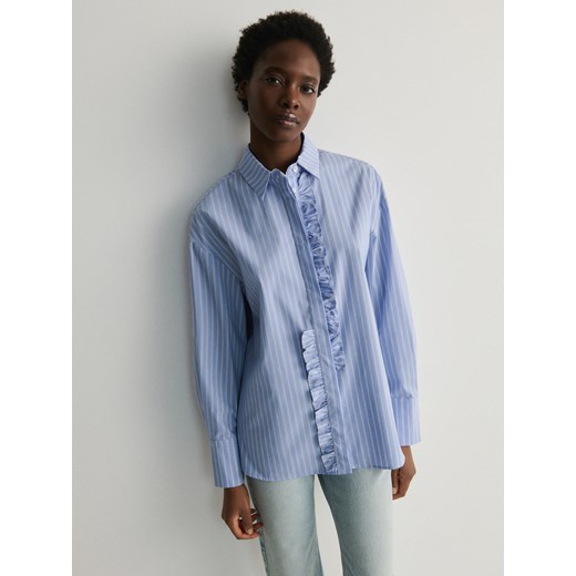 Reserved - Koszula z falbanką - niebieski ze sklepu Reserved w kategorii Koszule damskie - zdjęcie 169814017