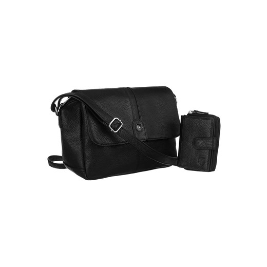 Skórzana listonoszka damska czarna w zestawie z portfelem - Peterson ze sklepu 5.10.15 w kategorii Listonoszki - zdjęcie 169816135